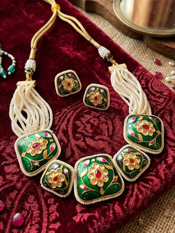 Emerald Enamel Meenakari Set