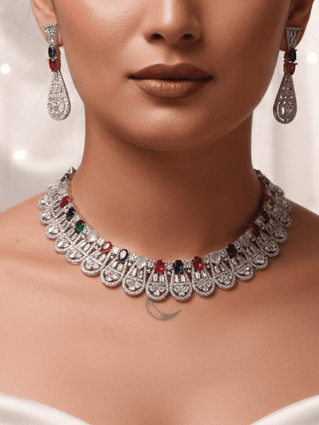 Prismatic Dainty AD Necklace Set