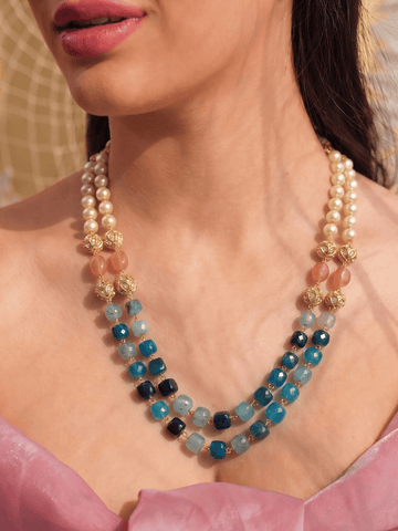 Oplya Double Strand Semi Precious Stone Necklace