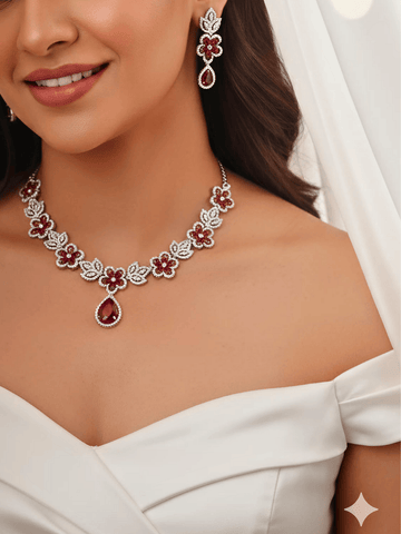 Blush Bloom AD Necklace Set