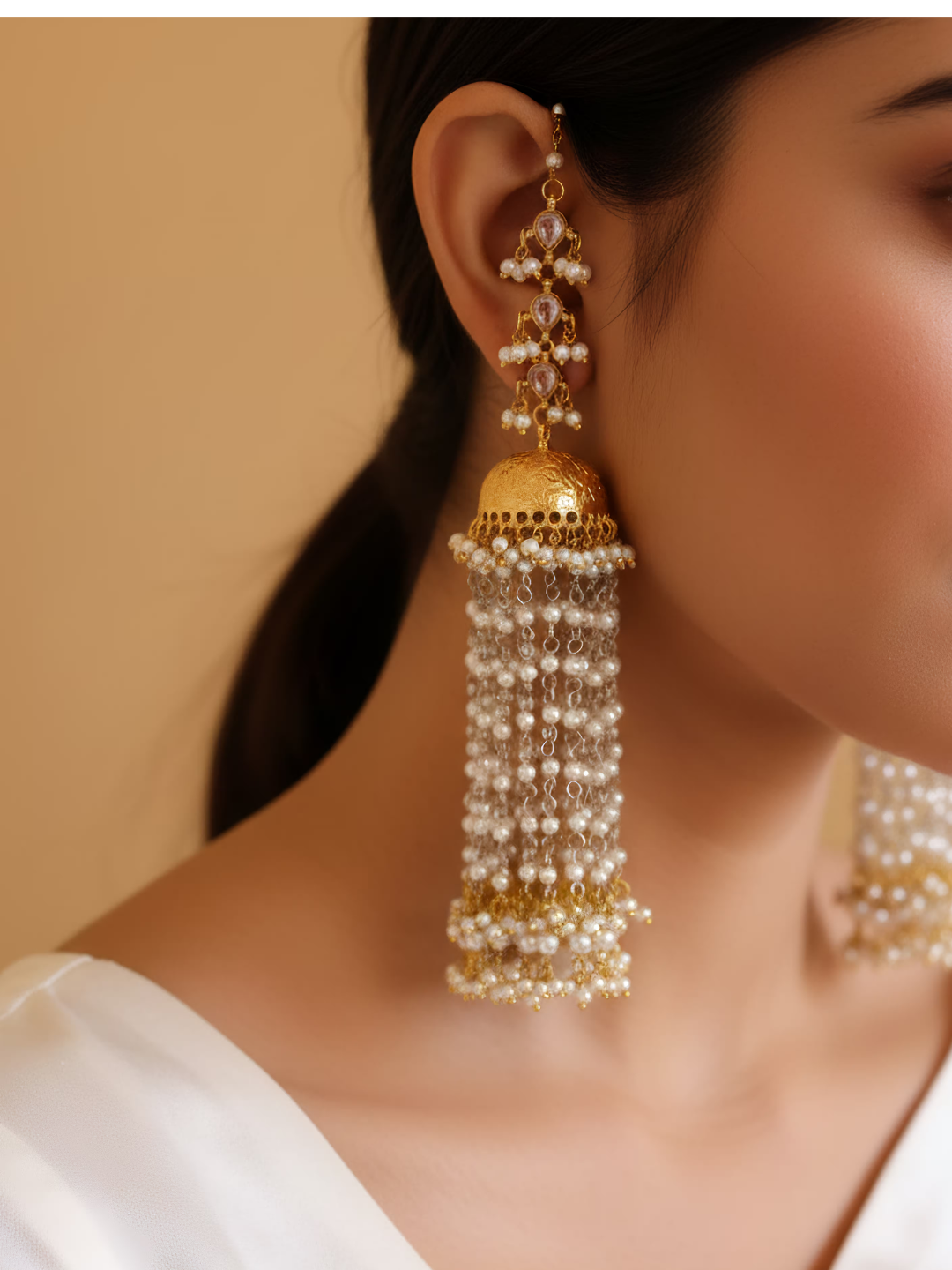 Divyana Eternal Allure Pachi Kundan Cascading Jhumkas