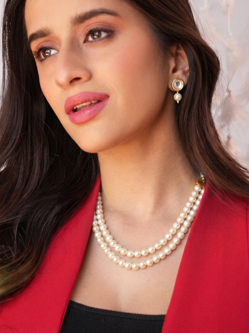 Nacre Elegant Multi-Layer Semi-Precious Pearl Necklace Set