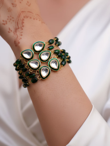 Verdant Glow Kundan Bracelet