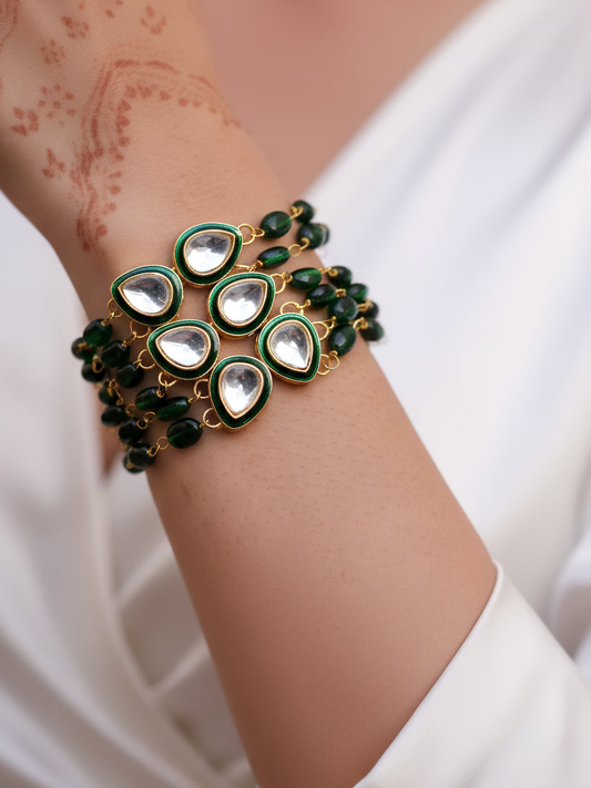 Verdant Glow Kundan Bracelet
