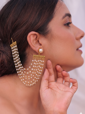 Regal Layered Pearl Earchain