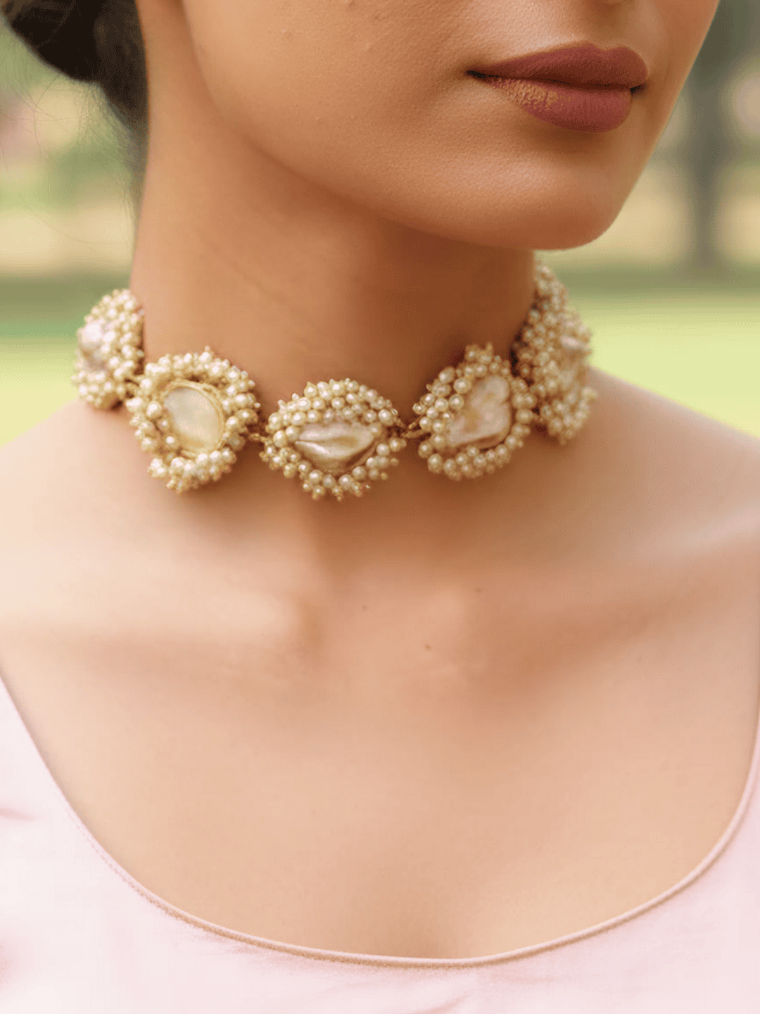 Lustre MOP Charm Necklace Set