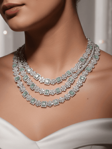 Mint Blossom AD Necklace Set
