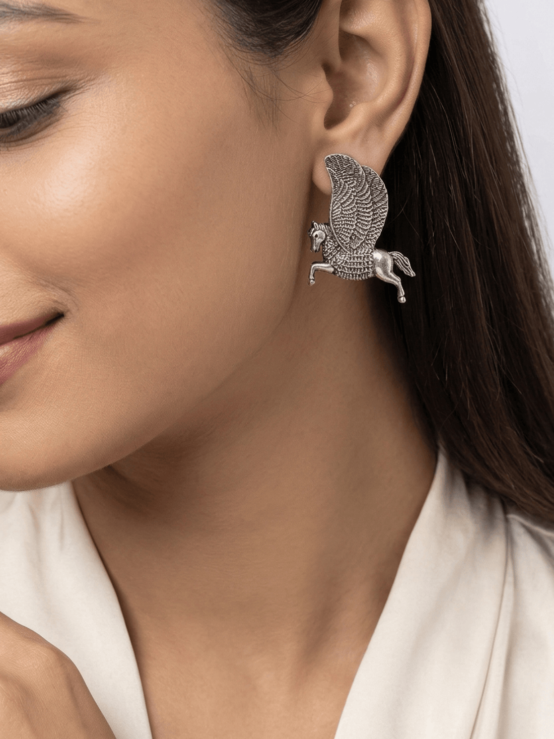 Vaanya Breezy Ethereal Pegasus Brass Ear Studs