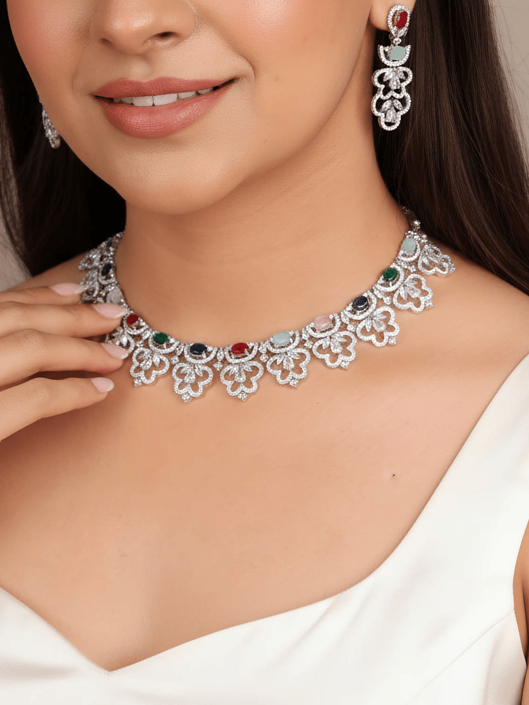 Prismatic Dainty AD Necklace Set