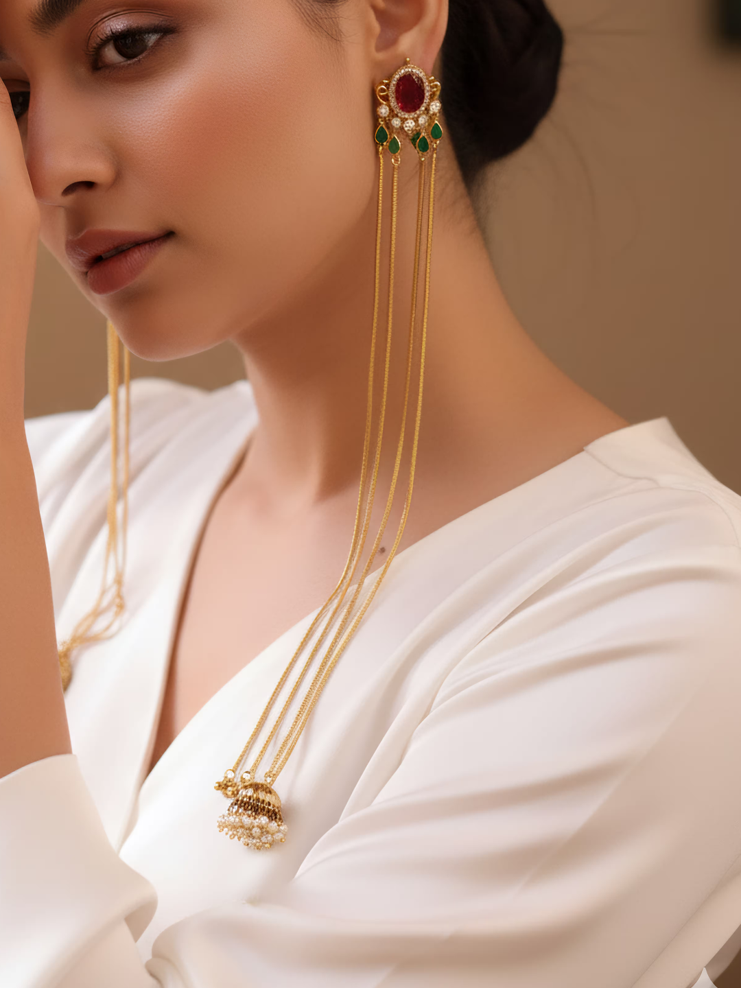 Scarlet Gleam Chain Earrings