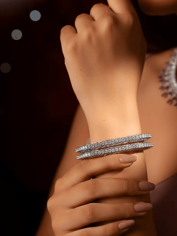 Celestara Glacier Sparkling Radiance American Diamond Bangles