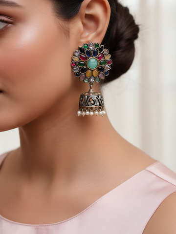 Tarini Multicolor Monalisa Jhumka Earrings