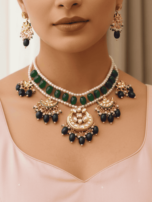 Kundan Jewel Cascade Necklace Set