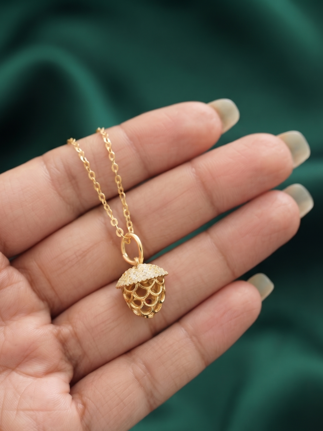 Autumn Acorn Pendant Necklace