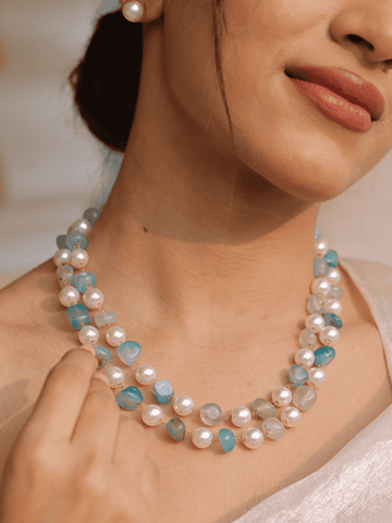 Blue Aura Pearl Layered Set