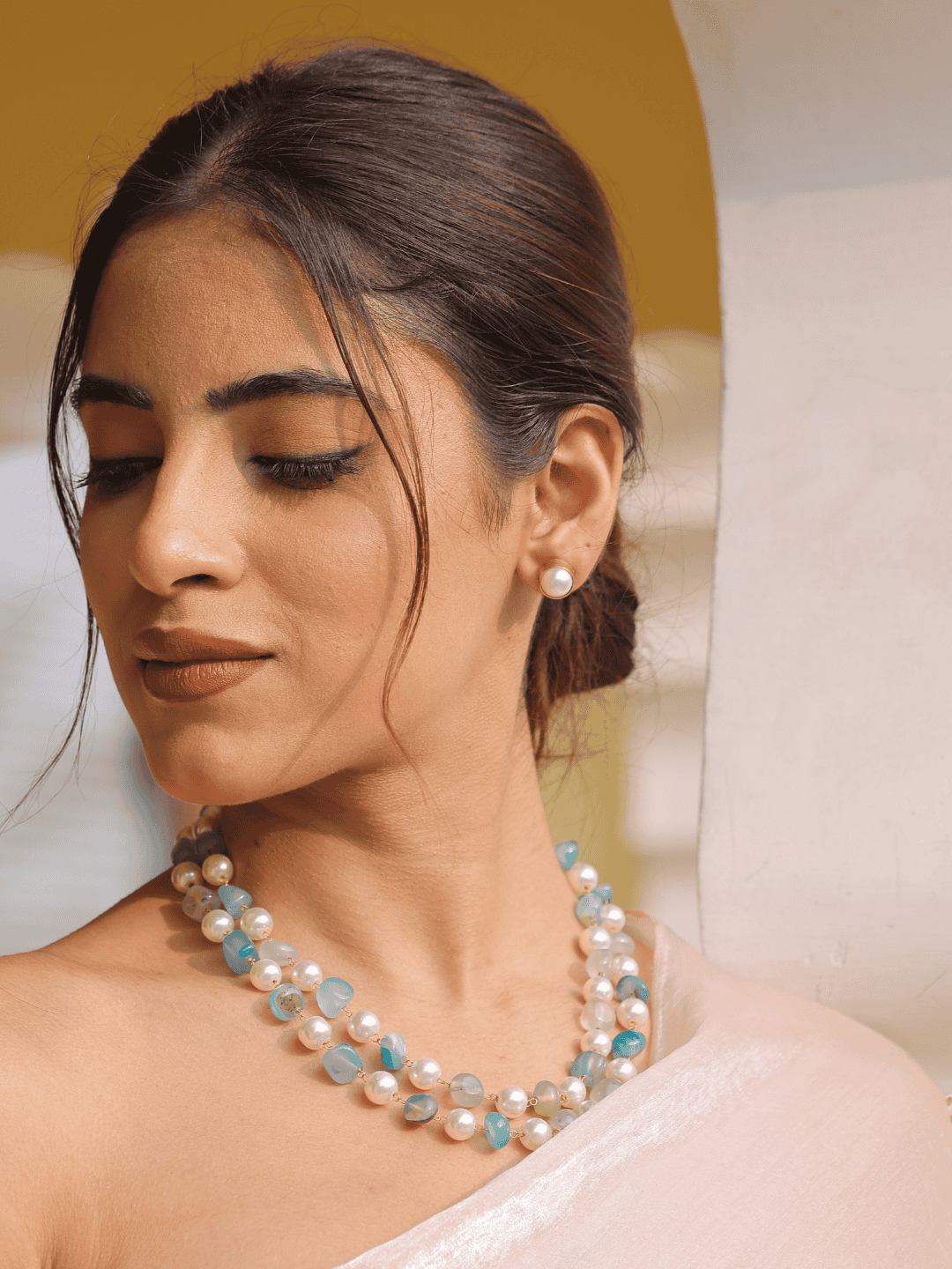 Blue Aura Pearl Layered Set