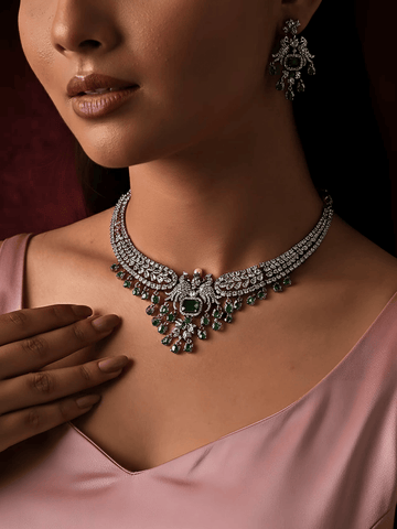 Radiant Brass AD Necklace Set
