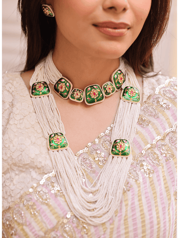 Emerald Meadow Choker & Long Necklace Set
