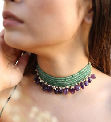 Veda Verdant Glow Gemstone Harmony Necklace Set