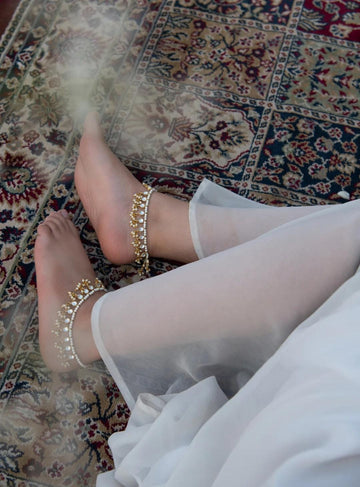 Vedika Serene Glow Elegant Pachi Kundan Anklet