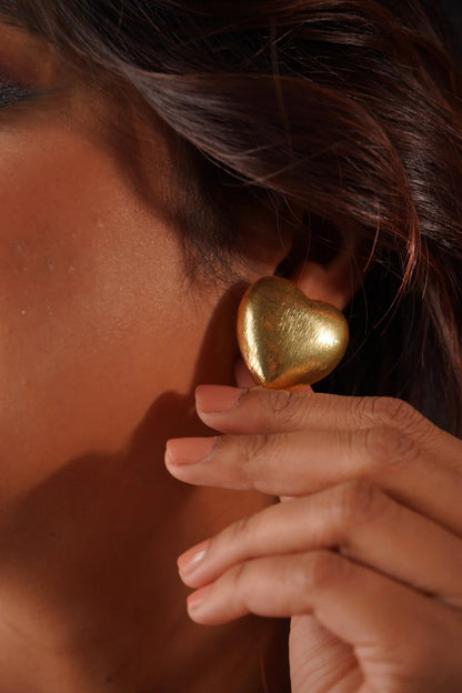 Hridaya Rupa Lustrous Gold-Polished Heart Earrings