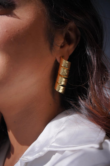 Rhea Anti-Tarnish Golden Swirl Earrings