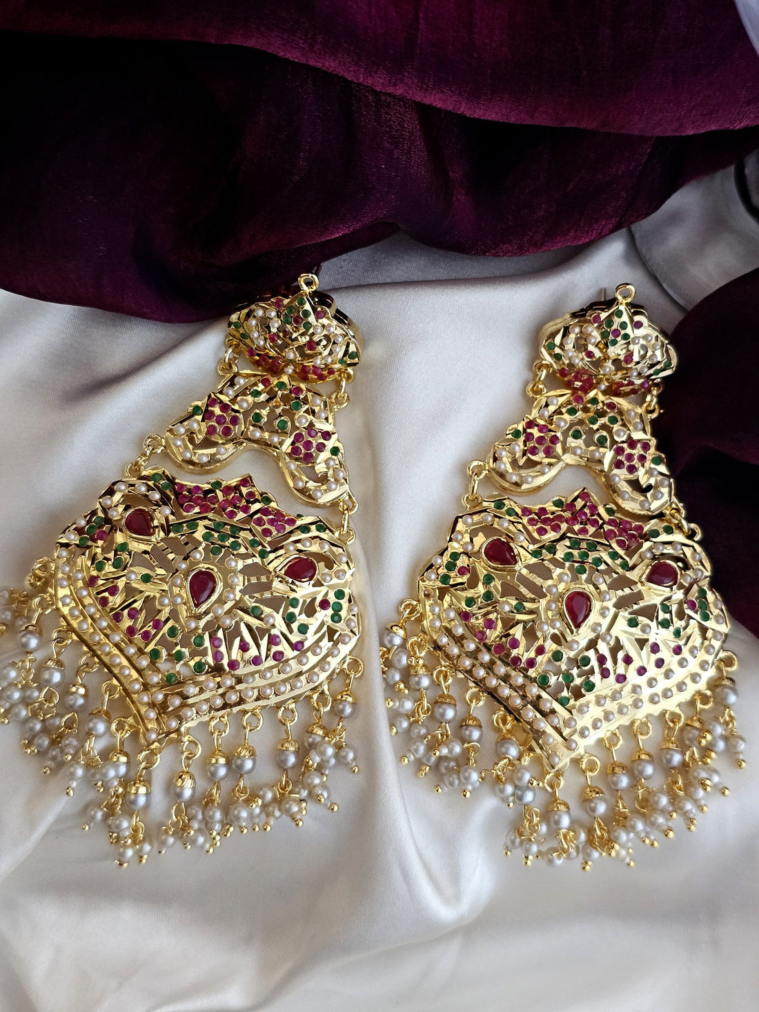 Regal Cascade Jadau Earrings