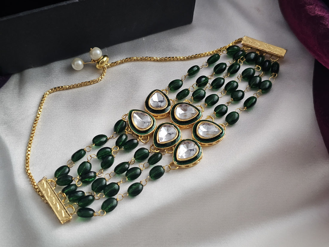 Verdant Glow Kundan Bracelet