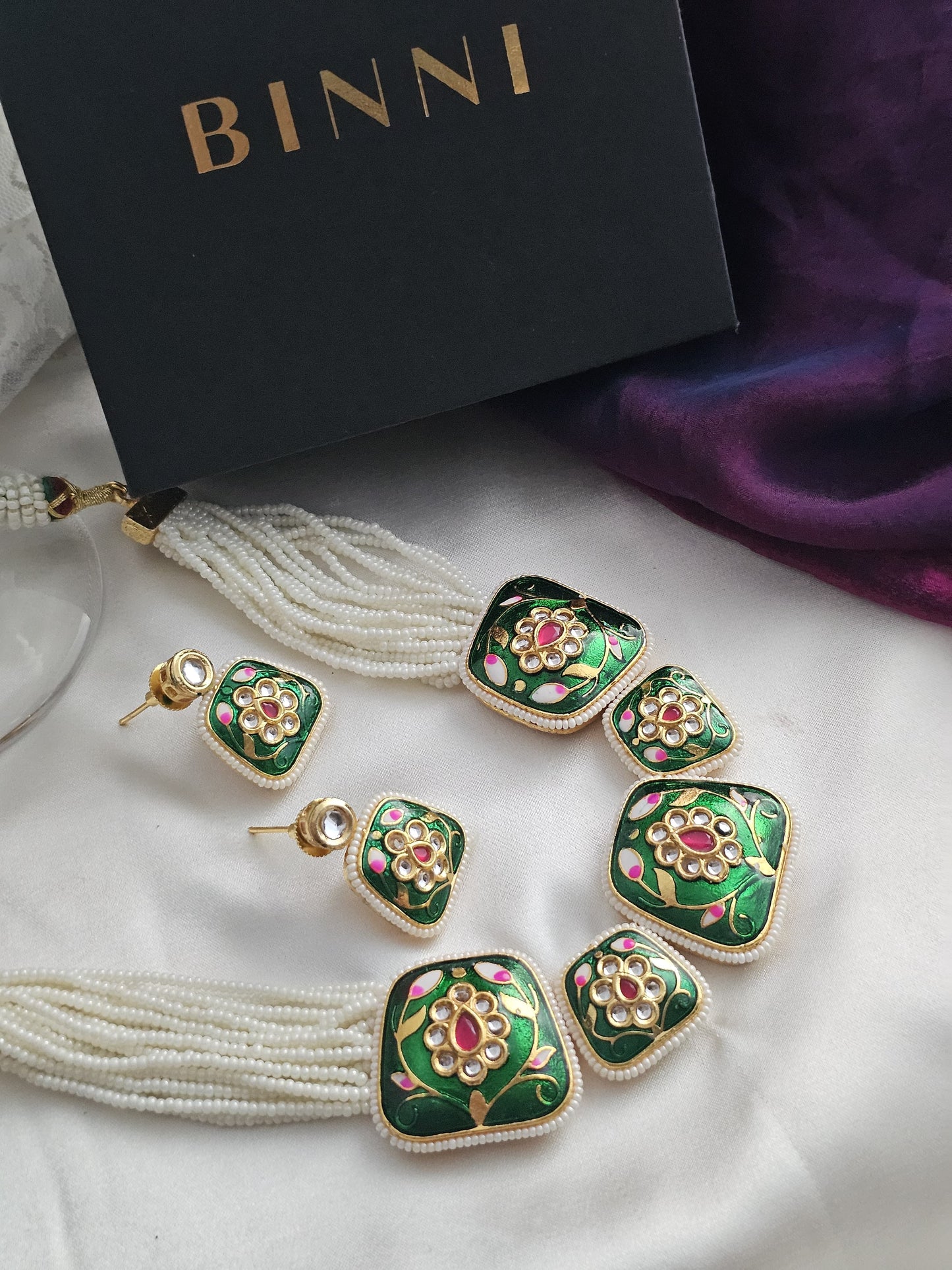 Emerald Enamel Meenakari Set