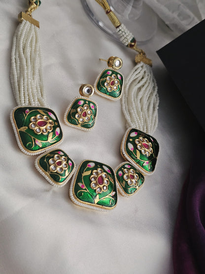 Emerald Enamel Meenakari Set