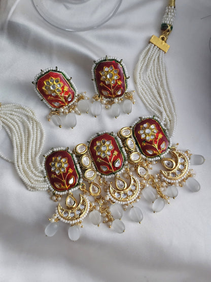 Scarlet Radiance Meenakari Set