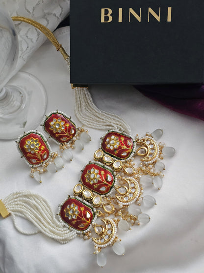 Scarlet Radiance Meenakari Set