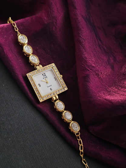 Kundan Radiance Square Dial Watch