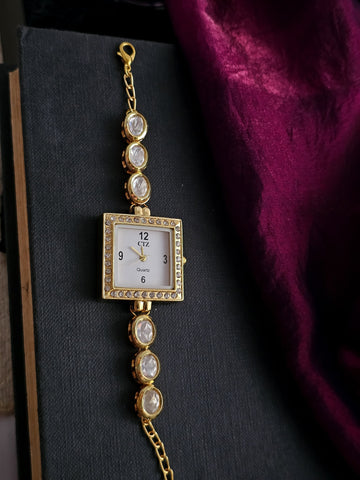 Kundan Radiance Square Dial Watch