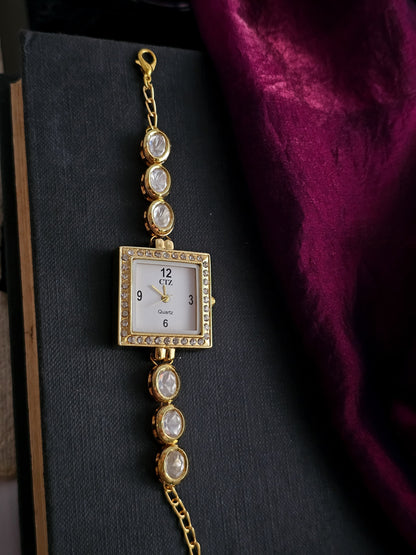 Kundan Radiance Square Dial Watch