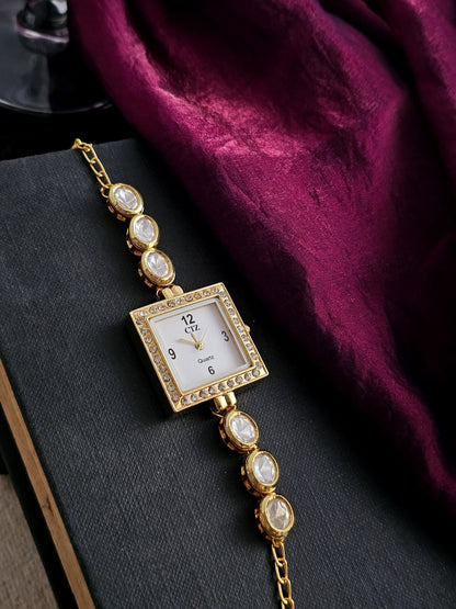 Kundan Radiance Square Dial Watch