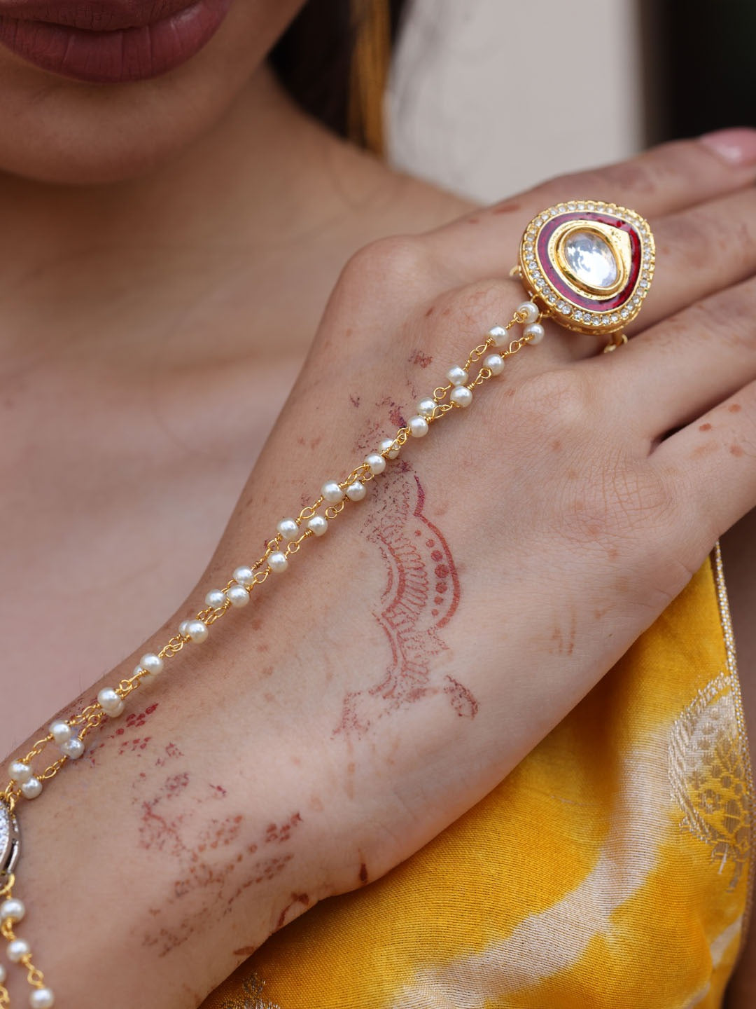 Royal Radiance Kundan Hathphool (Pair)