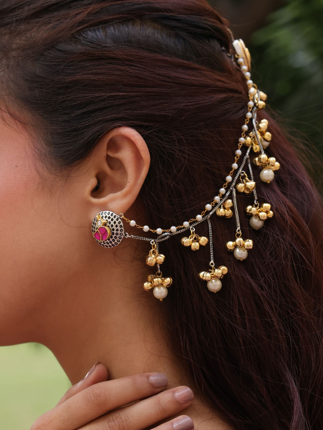 Dual Tone Ghungroo Flow Earchain