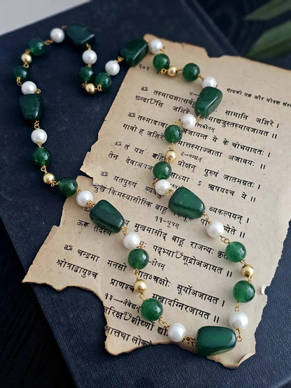 Emerald Whisper Green Quartz Stone Necklace