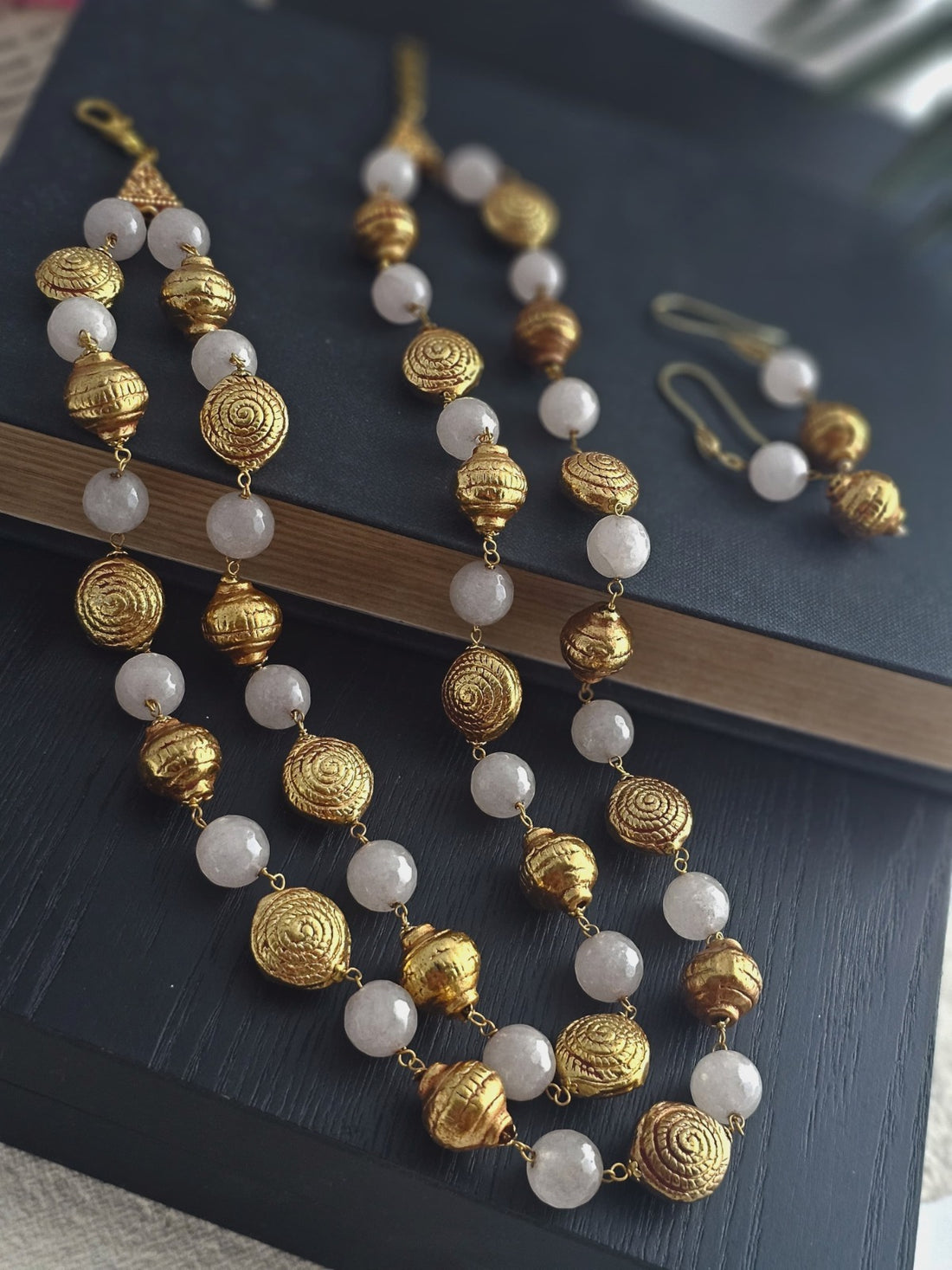 Siona Peach Pearl Strand Necklace Set