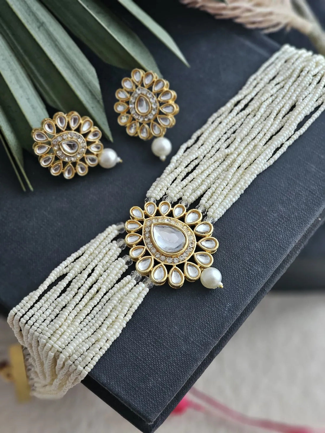 Nirvi Kundan Pearl-Beaded Choker Set