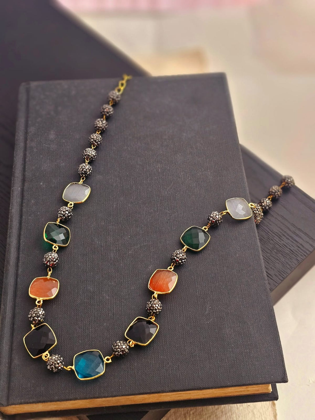 Luminous Multi-Coloured Stone Necklace