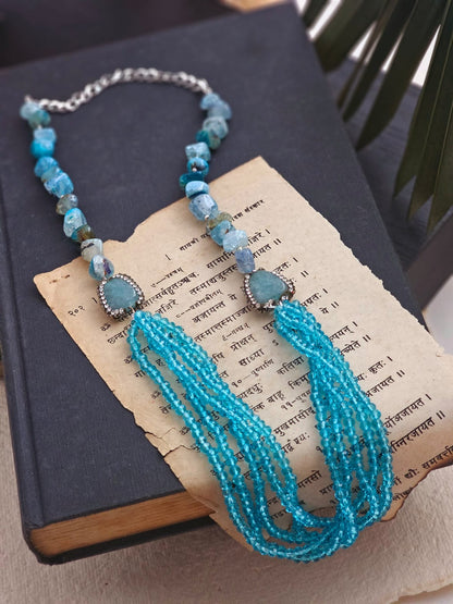 Lyra Cascading Sky Blue Bead Necklace