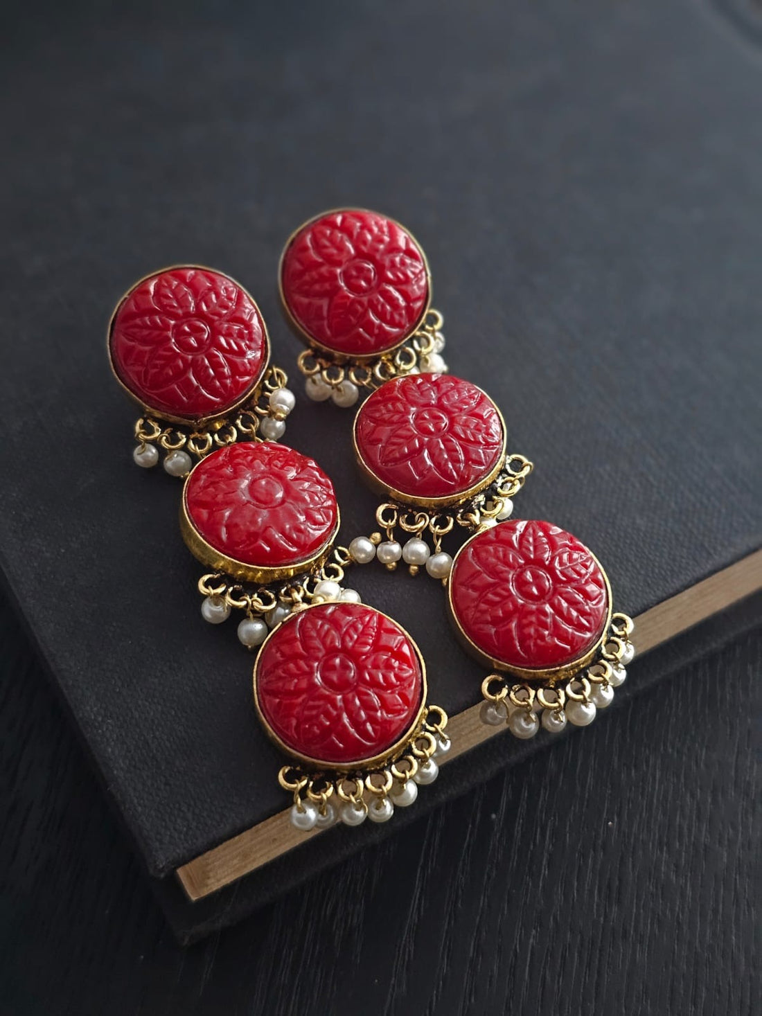 Monalisa Stone Bloom Luxe Pearl Earrings