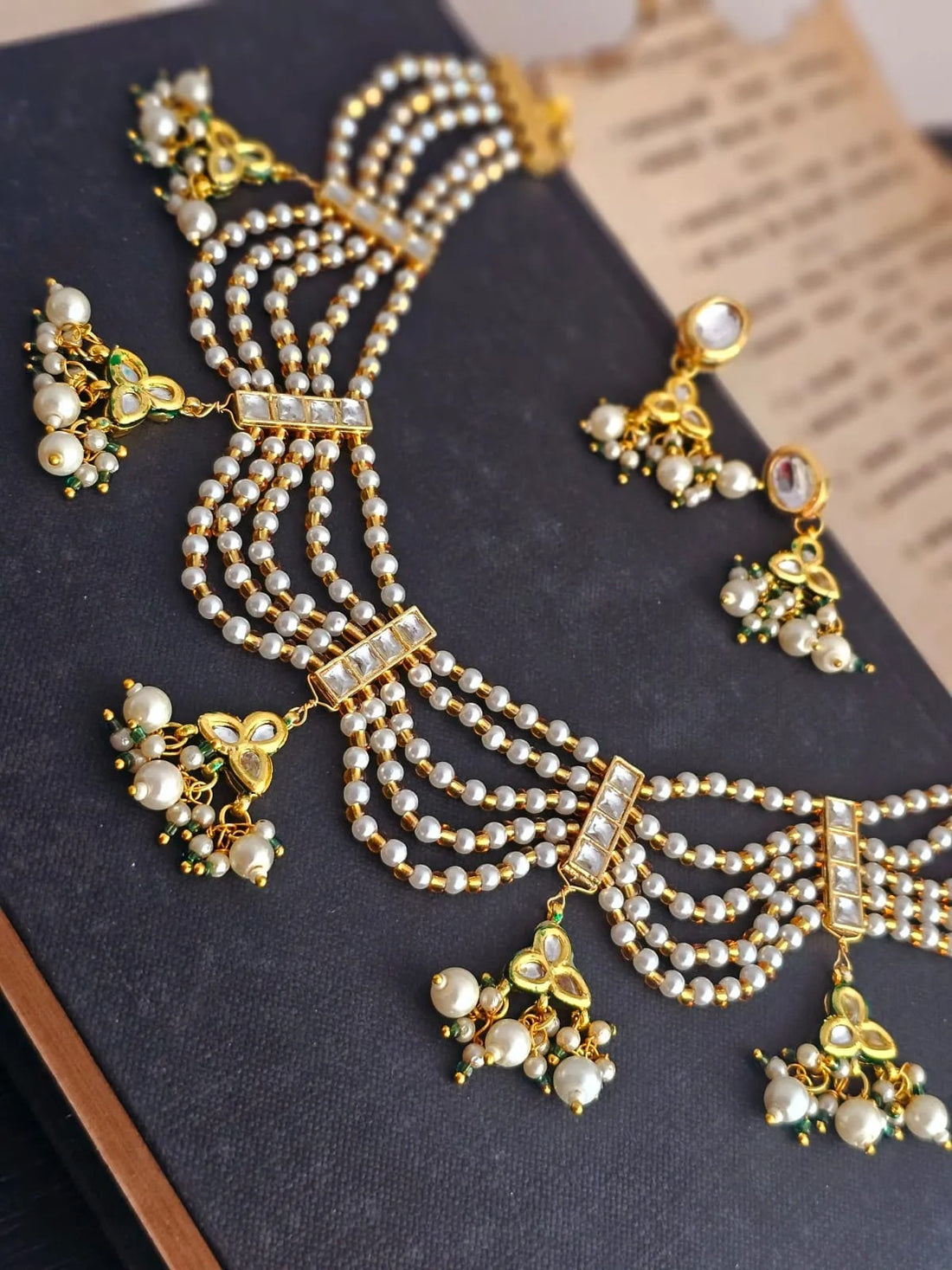 Opulent Pearl & Kundan Necklace Set