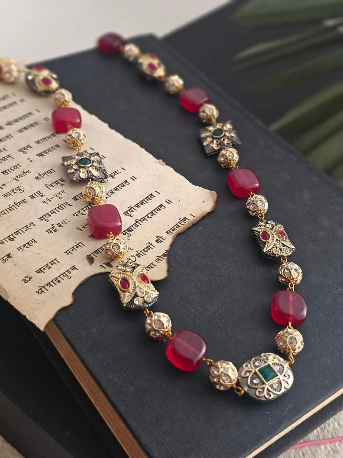 Nayantara Lustrous Quartz And AD Beaded Necklace