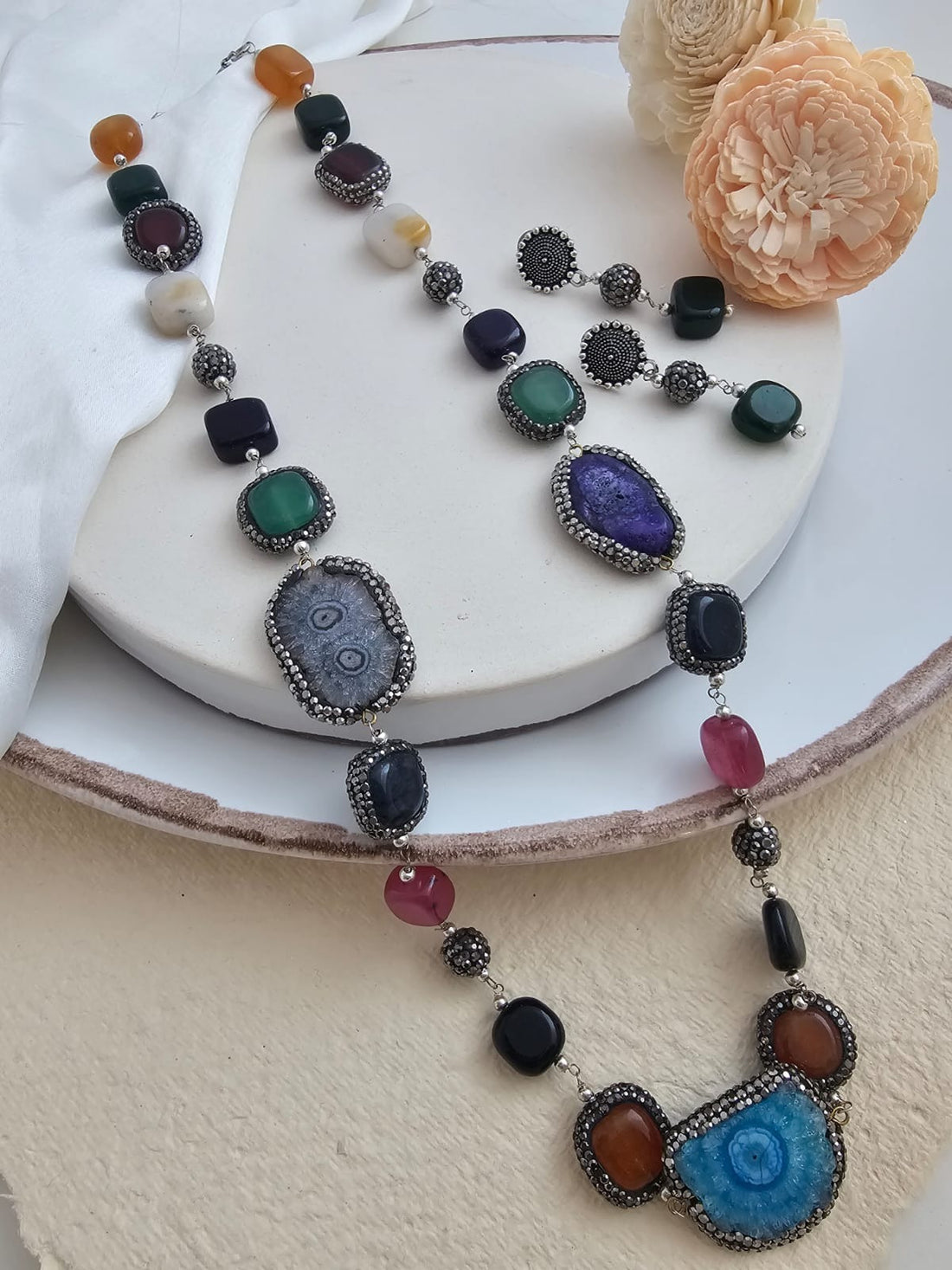 Vanya Multicoloured Gemstone Elegance Necklace Set