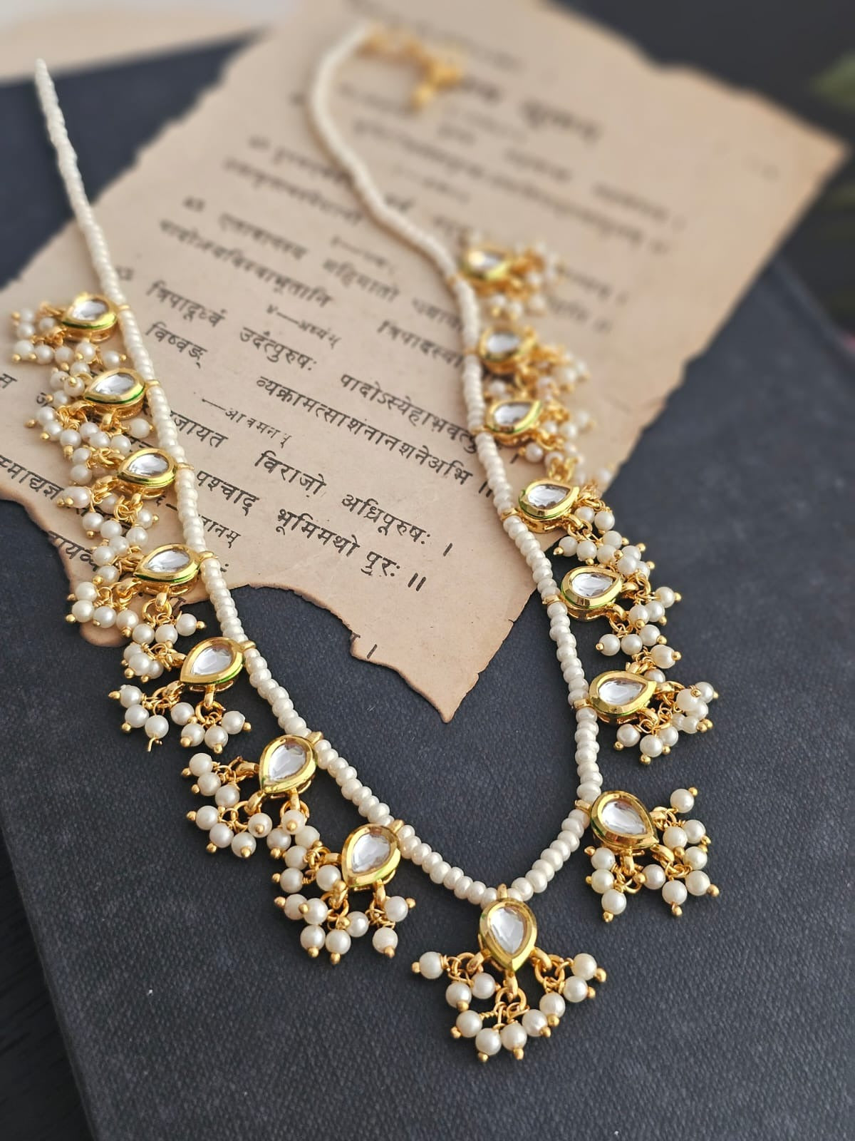 Samira Gold Lustre Pearl-Kundan Necklace