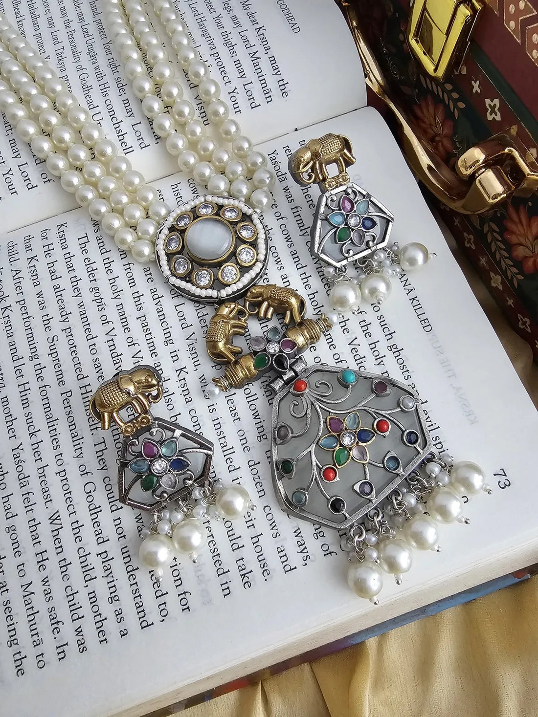 Naira Sophisticated Multi-Layered Necklace Set with Elephant Embellishment