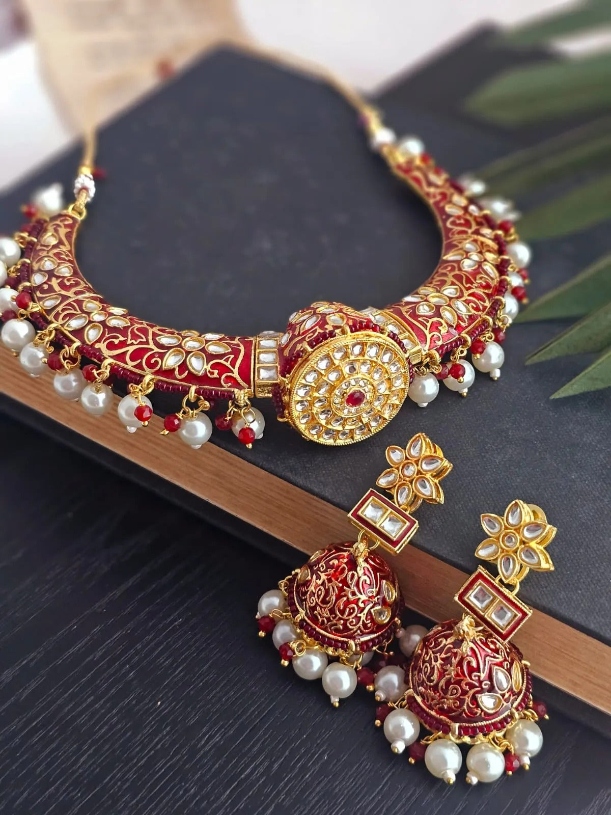 Rajvanshi Crescent Meenakari Choker Set